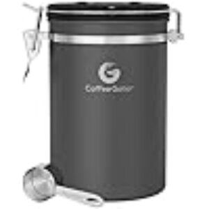 COFFEE GATOR BLACK STAINLESS STEEL COFFEE CANISTER